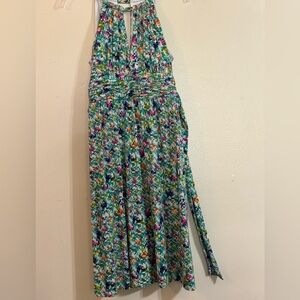 Suzi Chin for Maggy Boutique Floral Midi Dress Multicolor Halter built  & Belt